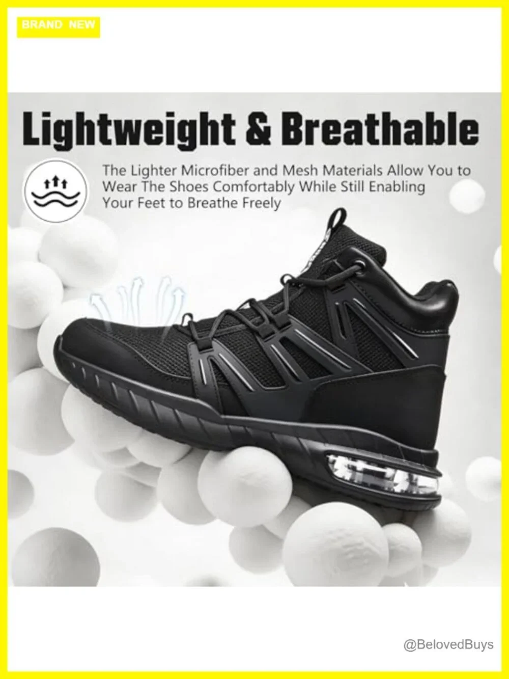 Steel Toe Safety Shoes Puncture Proof Kevlar Midsole Lightweight Work Sneakers